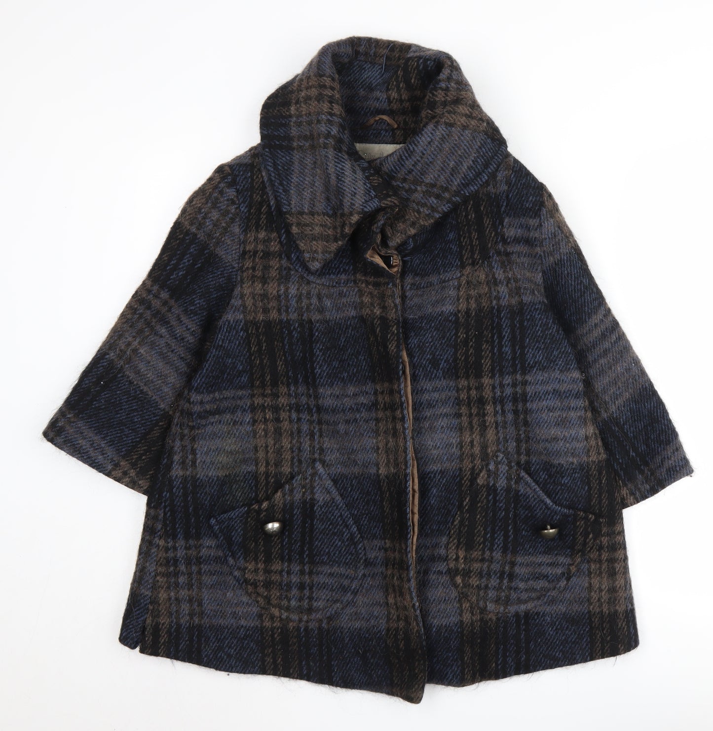 River Island Women's Plaid Overcoat, Size 12, Classic Retro