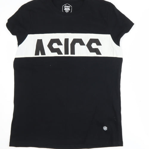Asics Men's Black Graphic T-Shirt - M, Crew Neck