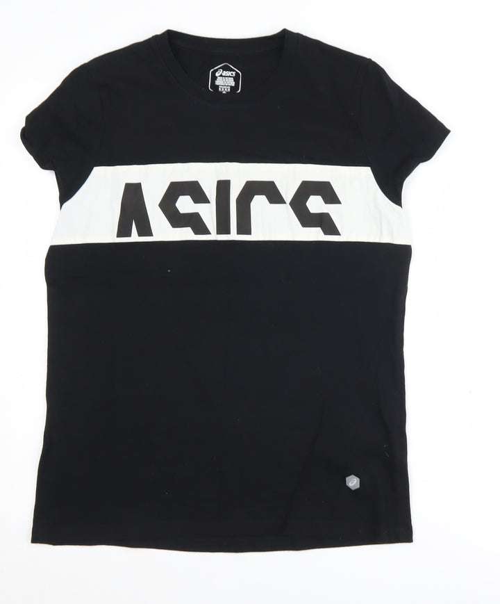 Asics Men's Black Graphic T-Shirt - M, Crew Neck