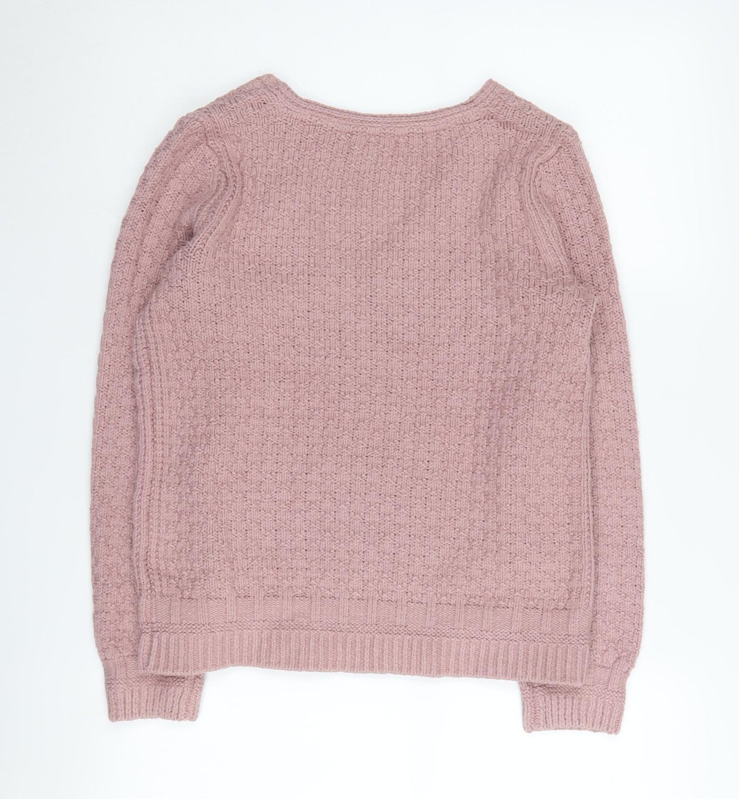 Fat Face Women's Pink V-Neck Knitted Pullover, Size 8