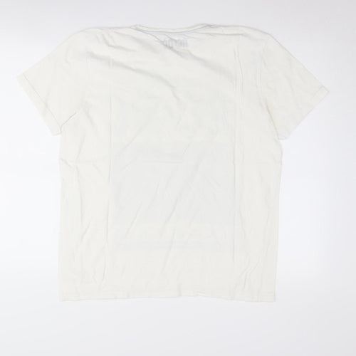 AC/DC Unisex Adults White T-Shirt L 80s Music Graphic