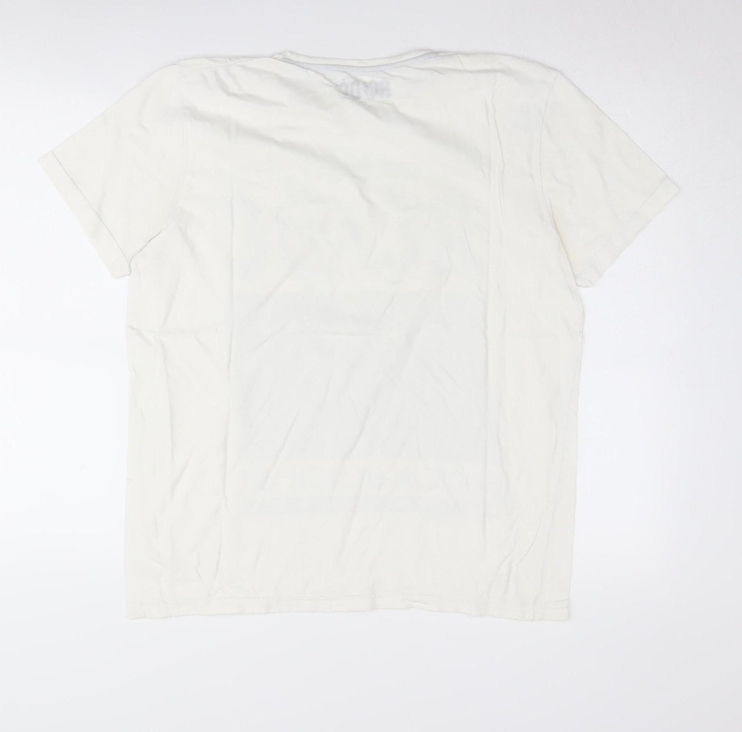 AC/DC Unisex Adults White T-Shirt L 80s Music Graphic