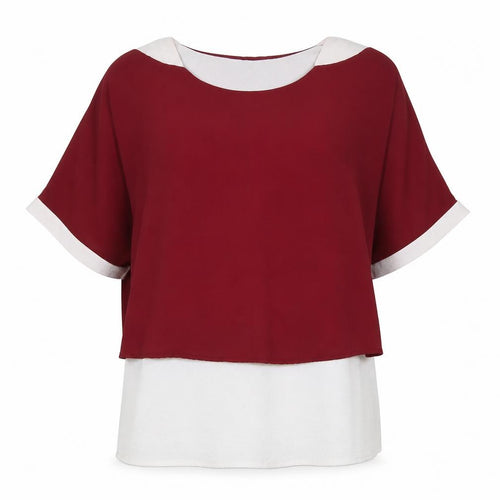 Quiz Women's Red Blouse M Casual Boat Neck Kimono