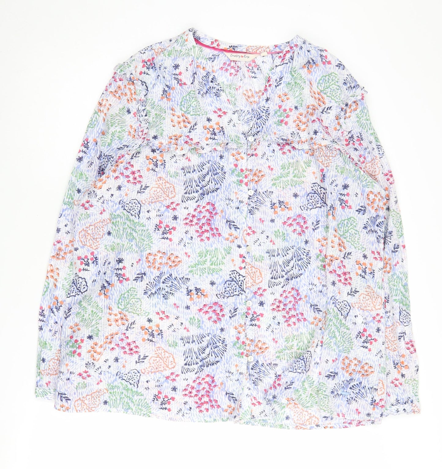 Country Rose Floral Tunic Blouse, Size 18, Multicolour