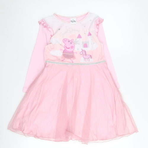 Peppa Pig Girls Pink Dress 5-6 Years, Long Sleeve Casual
