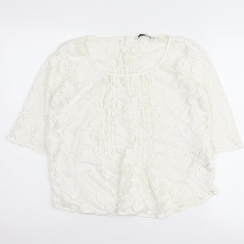 Next Women's White Lace Scoop Neck Jumper Size 10