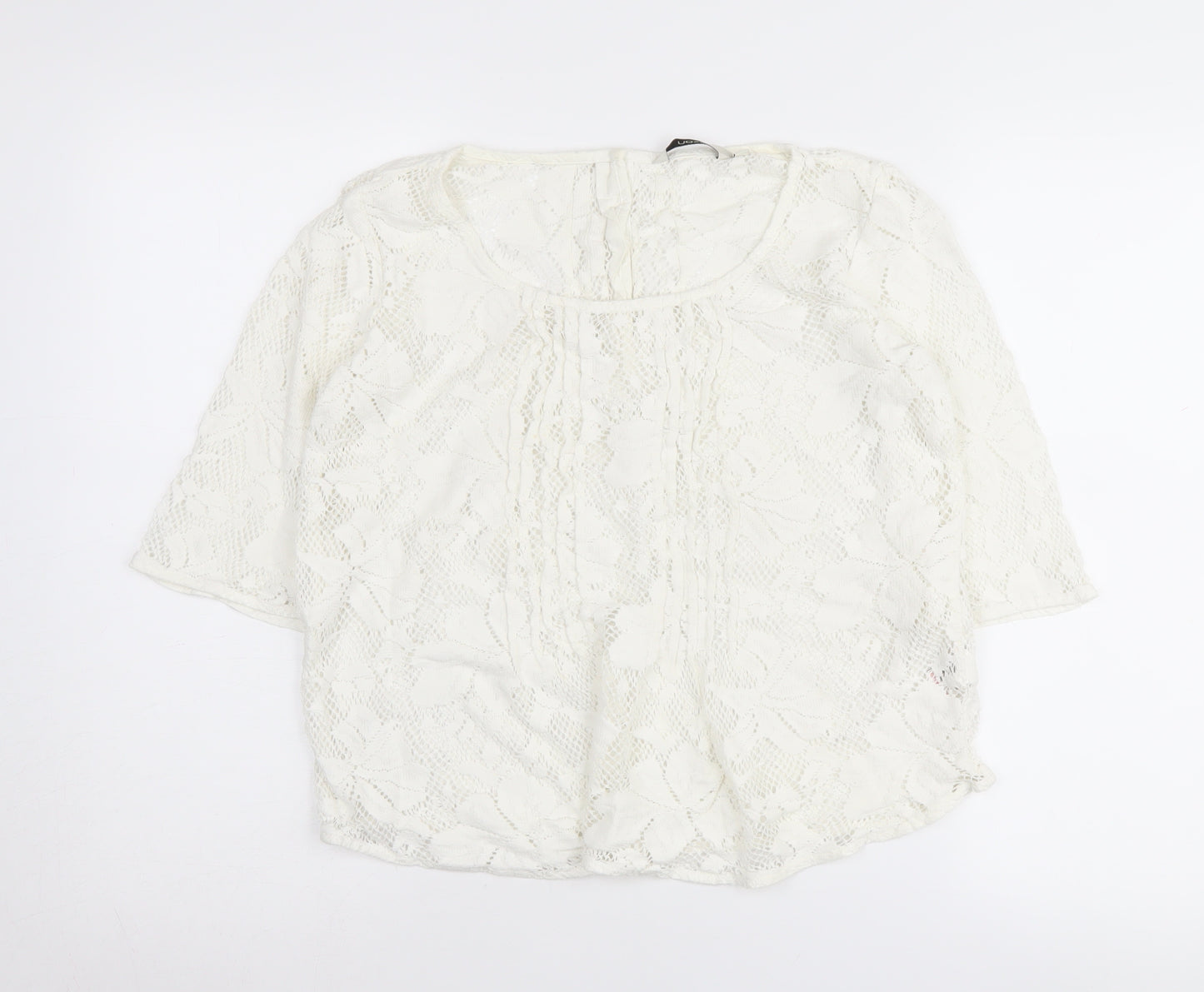 Next Women's White Lace Scoop Neck Jumper Size 10
