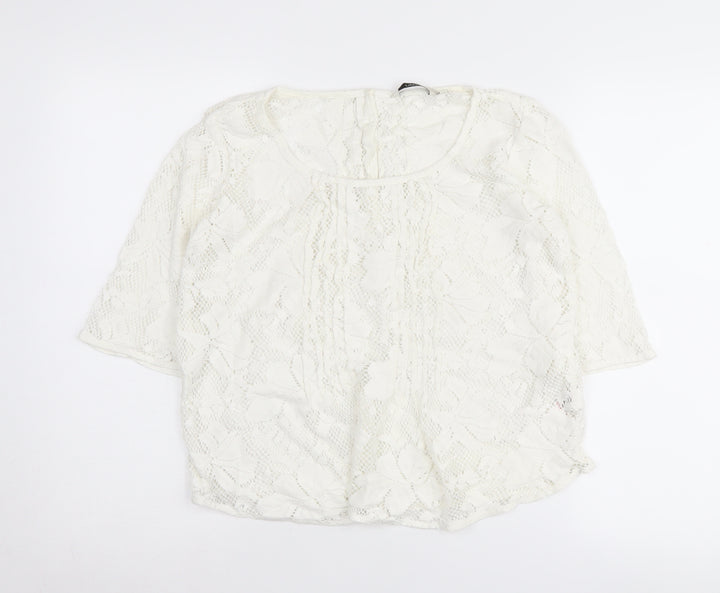 Next Women's White Lace Scoop Neck Jumper Size 10
