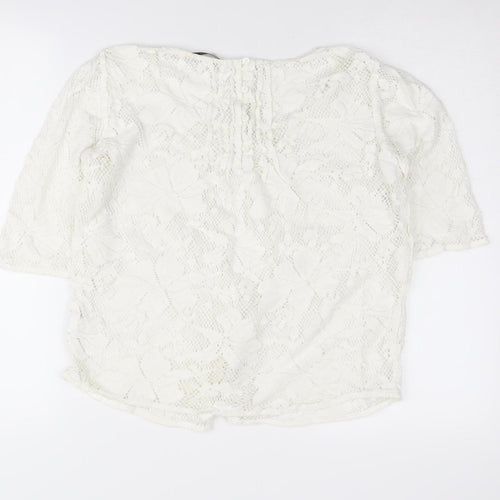 Next Women's White Lace Scoop Neck Jumper Size 10