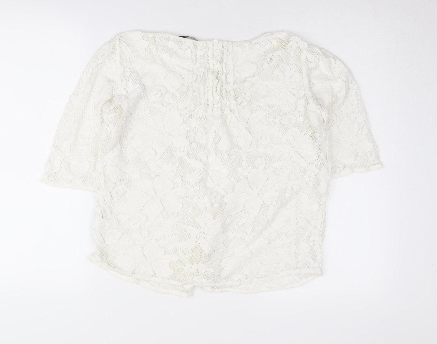 Next Women's White Lace Scoop Neck Jumper Size 10