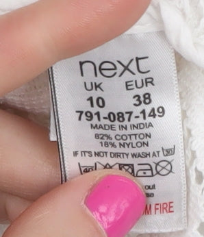 Next Women's White Lace Scoop Neck Jumper Size 10