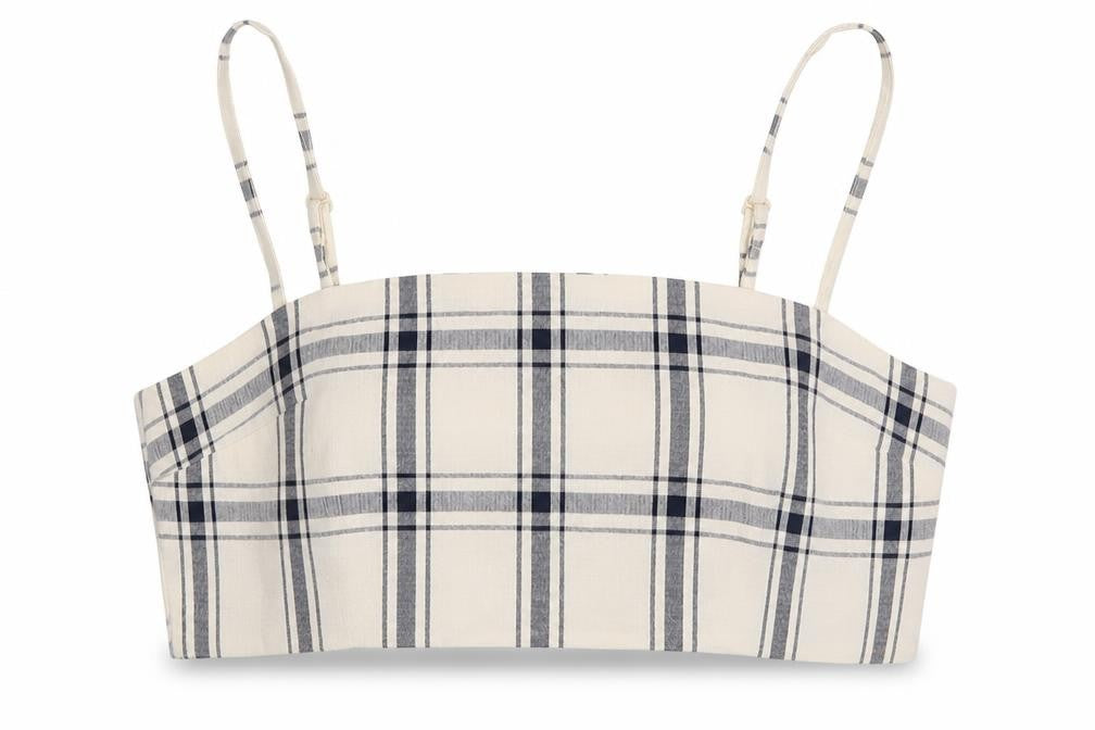 ASOS Women’s Ivory Square Neck Check Crop Camisole Size 6