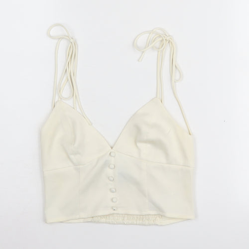 Urban Outfitters Ivory Spaghetti Strap Cropped Tank, S Women