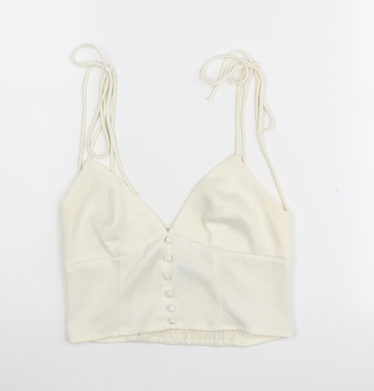 Urban Outfitters Ivory Spaghetti Strap Cropped Tank, S Women