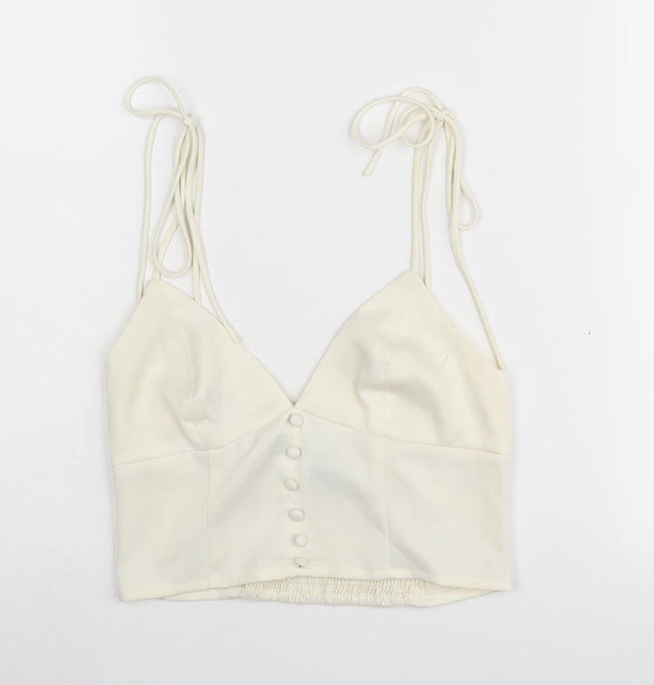 Urban Outfitters Ivory Spaghetti Strap Cropped Tank, S Women