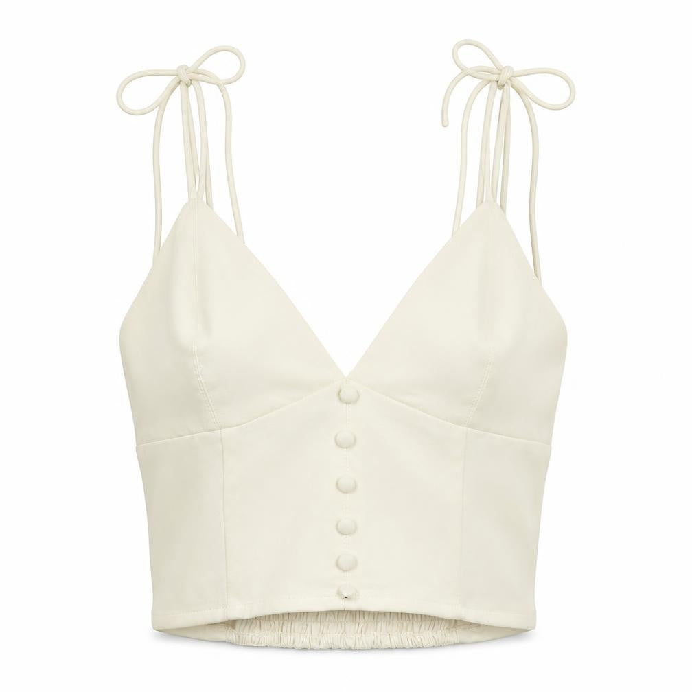 Urban Outfitters Ivory Spaghetti Strap Cropped Tank, S Women