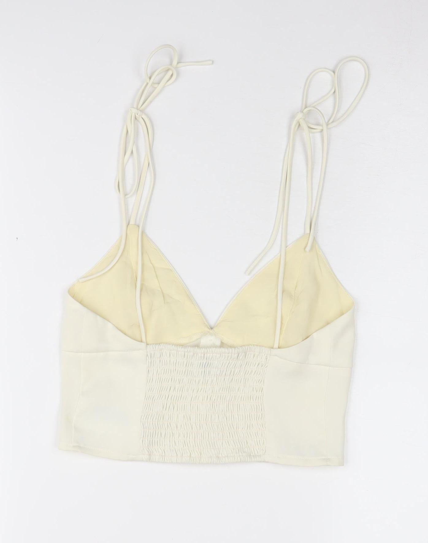 Urban Outfitters Ivory Spaghetti Strap Cropped Tank, S Women