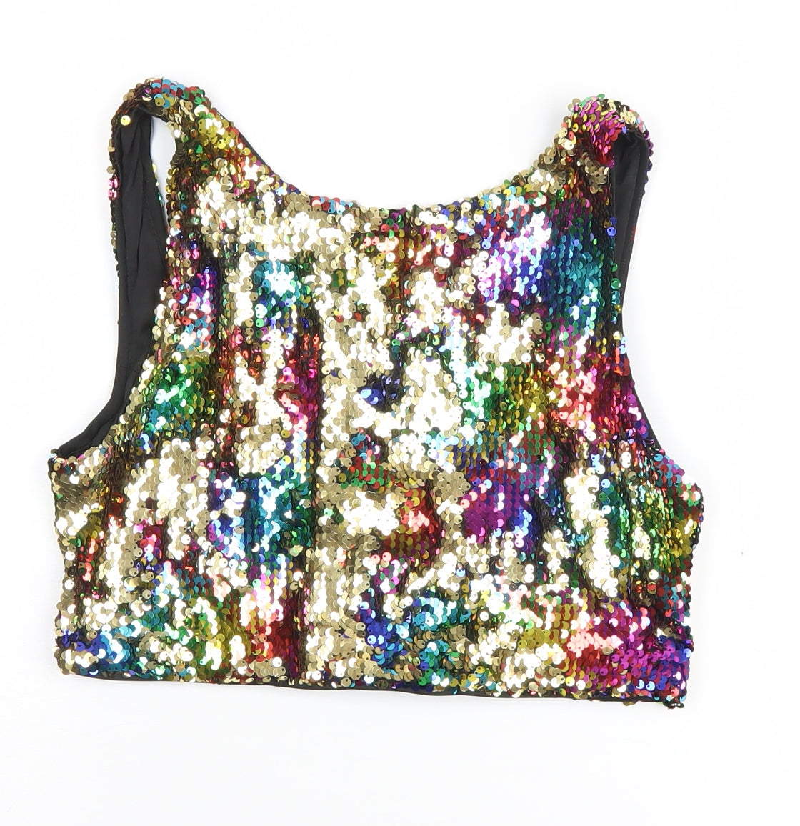 H&M Multicoloured Sequin Tank Cropped Top Women S