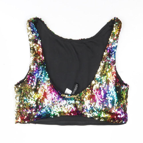 H&M Multicoloured Sequin Tank Cropped Top Women S