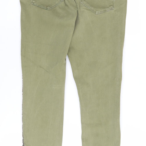 Zara Women's Green Skinny Jeans, Size 14, Side Stripes