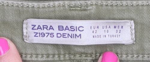 Zara Women's Green Skinny Jeans, Size 14, Side Stripes