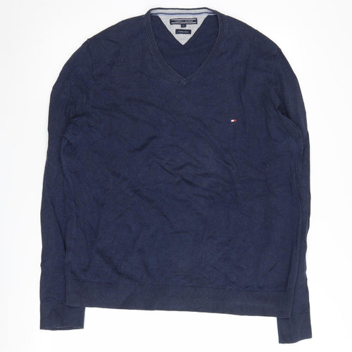Tommy Hilfiger Men's Blue V-Neck Pullover, Size L