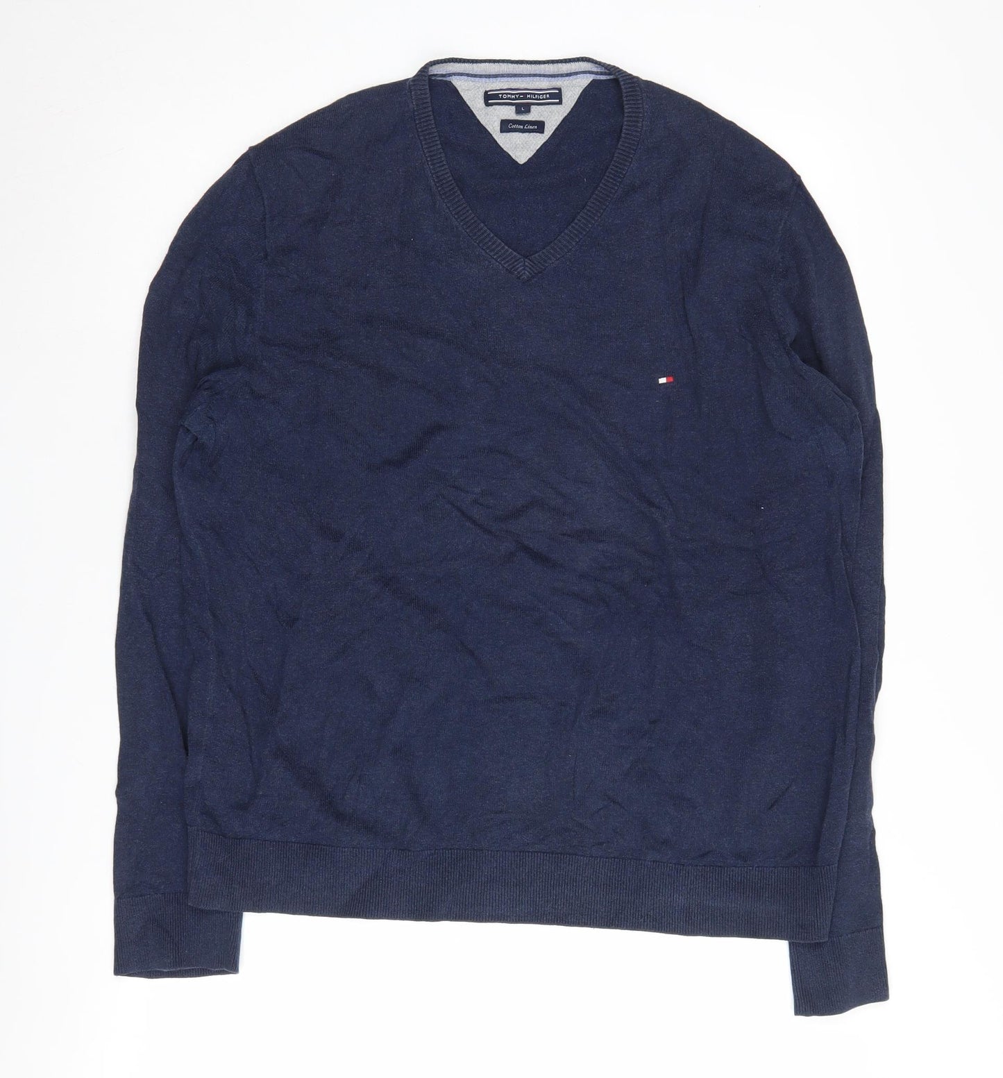 Tommy Hilfiger Men's Blue V-Neck Pullover, Size L