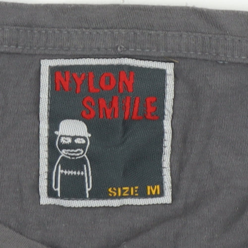 Nylon Smile Boys Grey Graphic T-Shirt Size M Sports Style