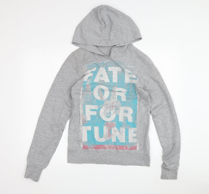 Topshop Women’s Grey Graphic Pullover Hoodie Size 8