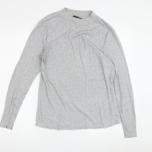 Lipsy Women's Grey High Neck Long Sleeve T-Shirt Size 14