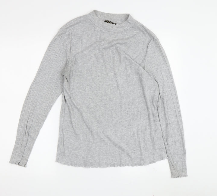 Lipsy Women's Grey High Neck Long Sleeve T-Shirt Size 14