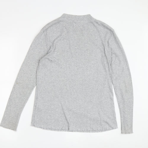 Lipsy Women's Grey High Neck Long Sleeve T-Shirt Size 14