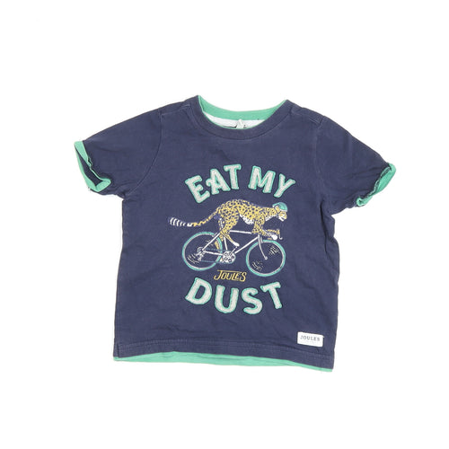 Joules Boys Blue Graphic T-Shirt, 2-3 Years, Cotton, Short Sleeve
