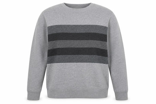 Folk Grey Striped Pullover Sweatshirt - Unisex L