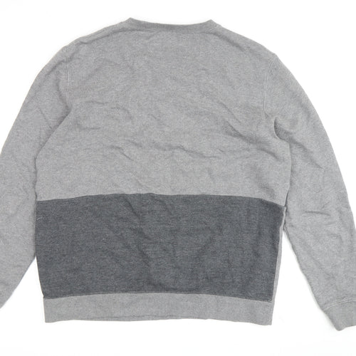 Folk Grey Striped Pullover Sweatshirt - Unisex L