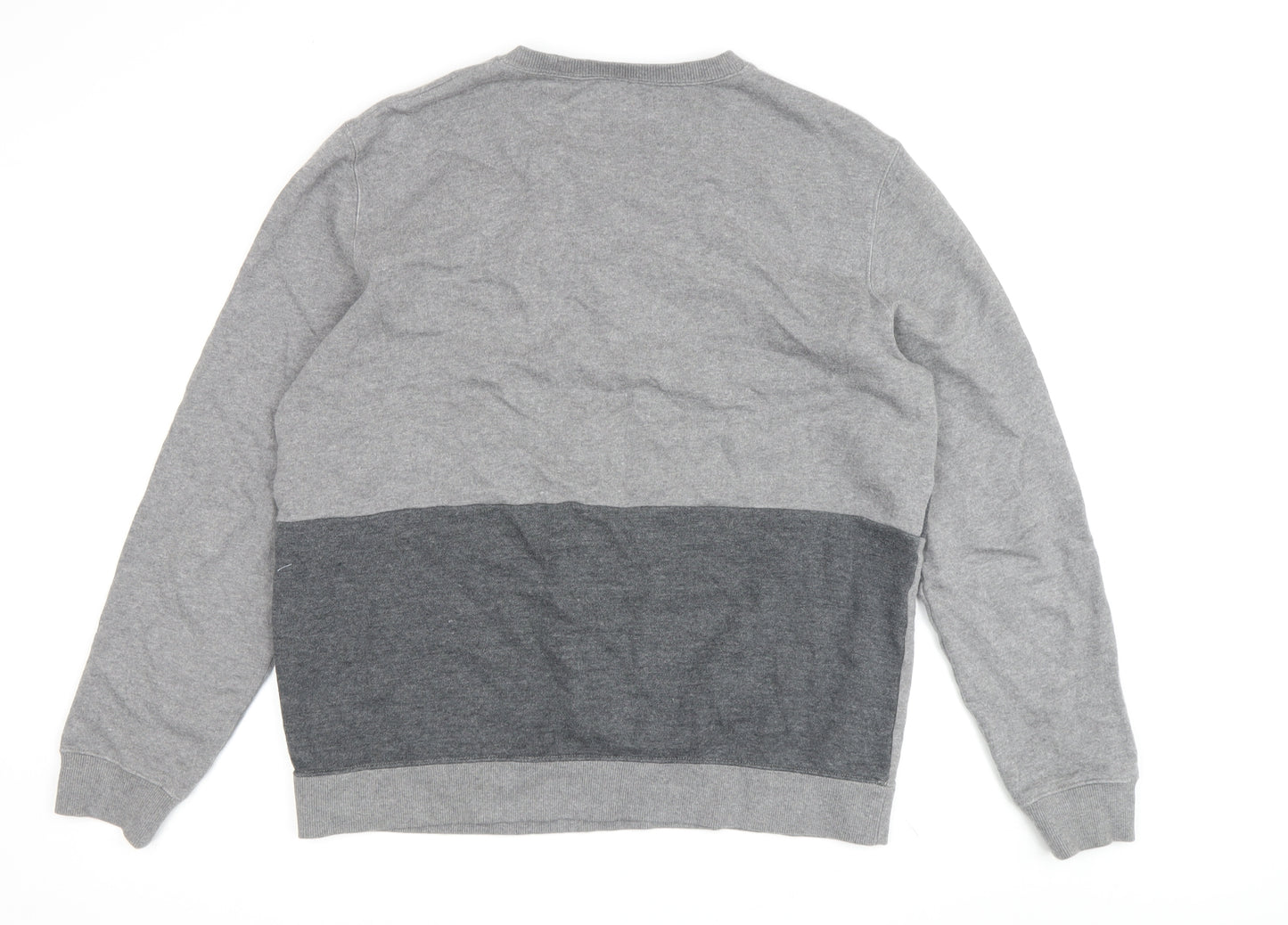 Folk Grey Striped Pullover Sweatshirt - Unisex L