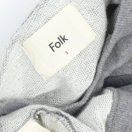 Folk Grey Striped Pullover Sweatshirt - Unisex L