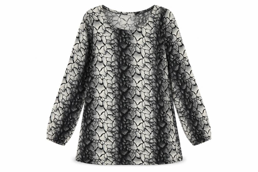 Front view of Next Women's Grey Geometric Long Sleeve Blouse M