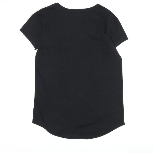 Barbie Girls Black Cotton T-Shirt S Logo Graphic Casual