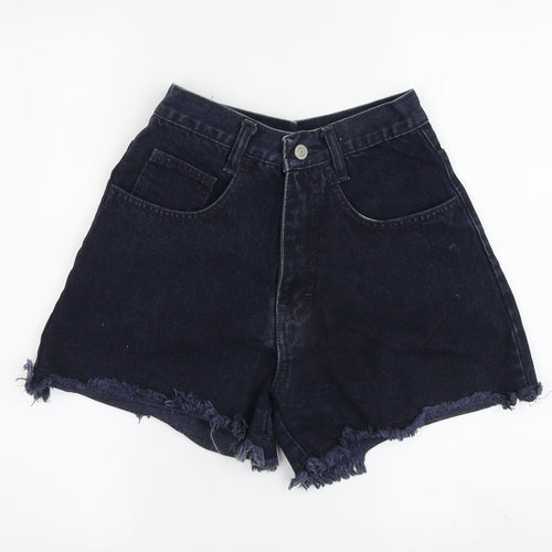 C&A Women's Black Denim Cut-Off Fringe Shorts, Size 18