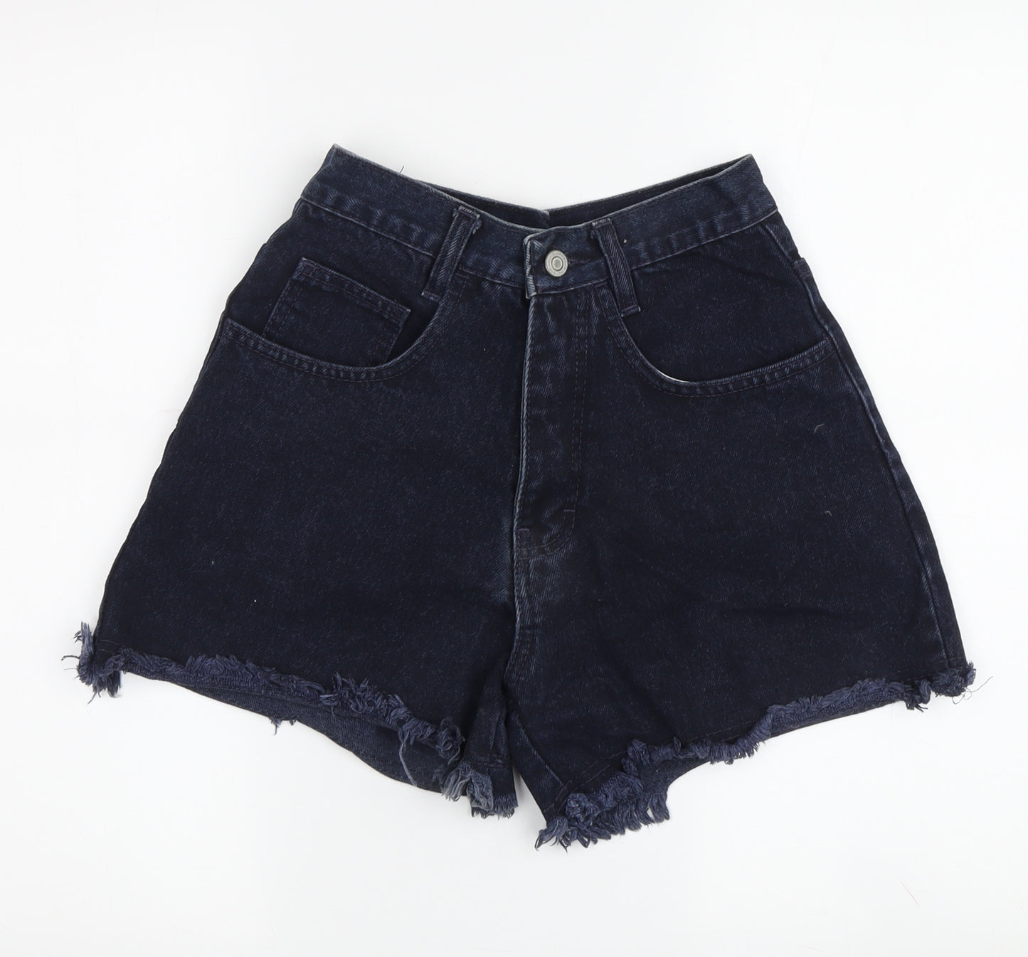 C&A Women's Black Denim Cut-Off Fringe Shorts, Size 18