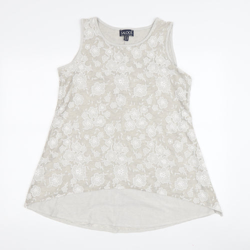 Saloos Women's Beige Floral Tunic Tank Size 12