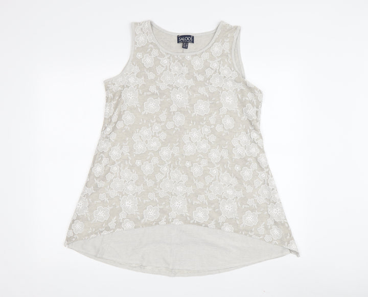 Saloos Women's Beige Floral Tunic Tank Size 12