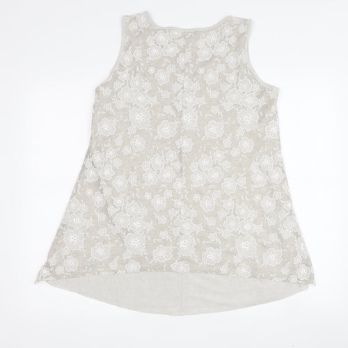 Saloos Women's Beige Floral Tunic Tank Size 12