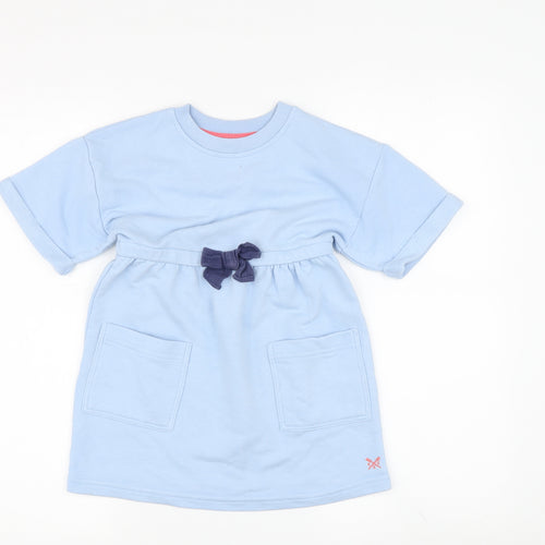 Girls Blue T-Shirt Dress with Bow, Size 3-4 Years