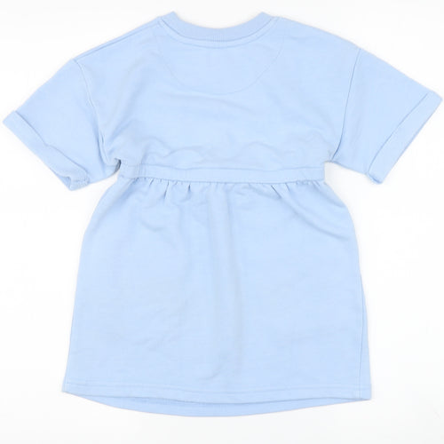 Girls Blue T-Shirt Dress with Bow, Size 3-4 Years