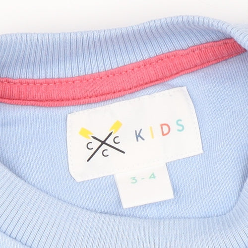 Girls Blue T-Shirt Dress with Bow, Size 3-4 Years