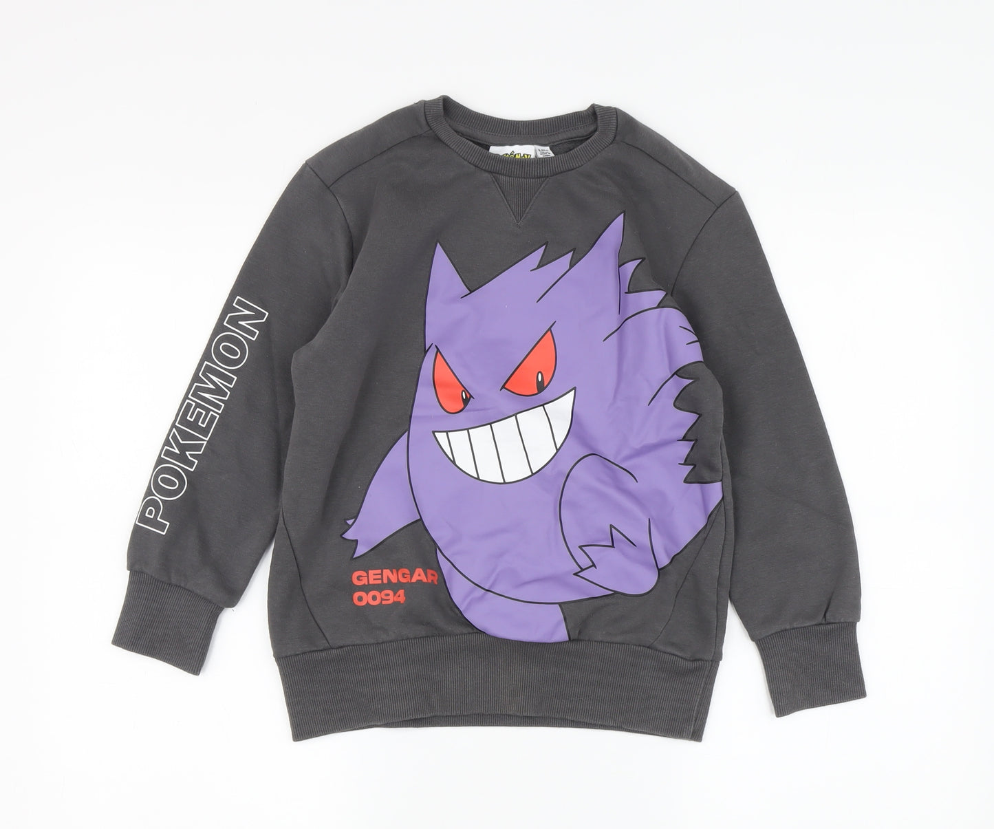 Pokemon Boys Grey Pullover Sweatshirt 8-9 Yrs Gengar Graphic
