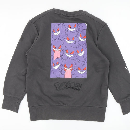Pokemon Boys Grey Pullover Sweatshirt 8-9 Yrs Gengar Graphic