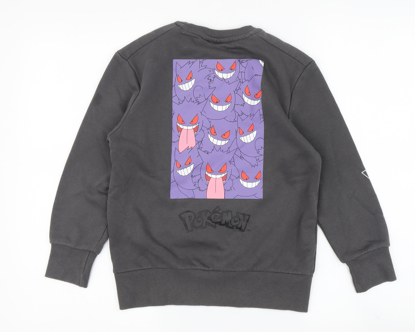 Pokemon Boys Grey Pullover Sweatshirt 8-9 Yrs Gengar Graphic